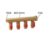 Collecteur MF3/4" - départ 1/2" - entraxe 50 mm - avec vanne