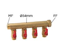 Collecteur MF1" - départ 1/2" - entraxe 50 mm - avec vanne