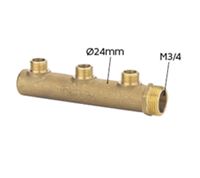 Collecteur M3/4" - départ 1/2" - entraxe 50 mm - bouchonne