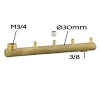 Collecteur M3/4" - départ Ø12 - entraxe 55 mm - bouchonne - purge 3/8